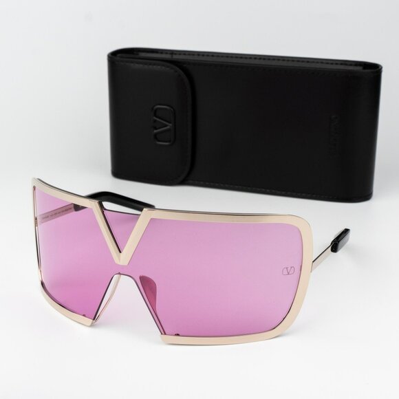 Valentino Women Sunglasses Titanium Gold Black Pink Mask V - ROMASK VLS-120C-146 - Picture 1 of 11